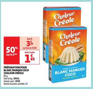 préparation pour blanc manger coco chaleur créole