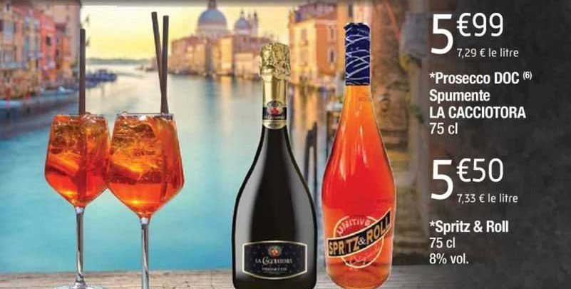 prosecco doc spumente la cacciotora ou sprtiz & roll
