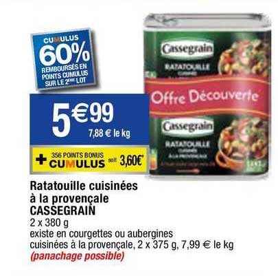 Ratatouille Cuisinées à La Provençale Cassegrain