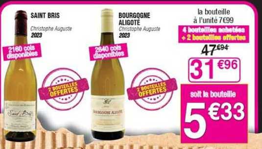Saint Bris Christophe Auguste 2023, Bourgogne Aligoté Christophe Auguste 2023