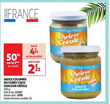Sauce Colombo Ou Curry Coco Chaleur Créole