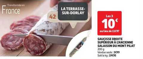 saucisse droite supérieur à l'ancienne salaison du mont pilat