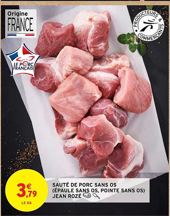 sauté de porc sans os (épaule sans os, pointe sans os) jean rozé