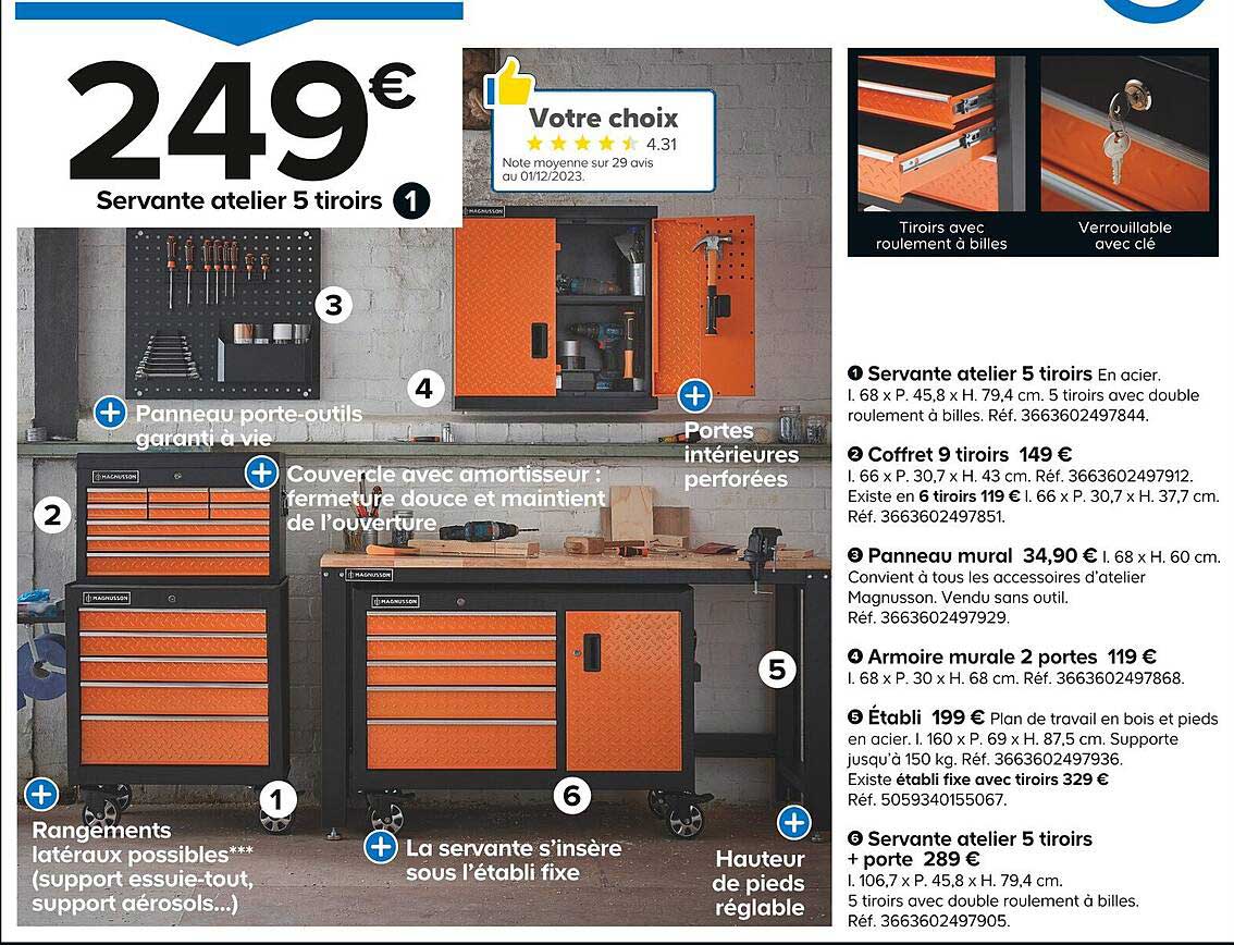 Servante Atelier 5 Tiroirs