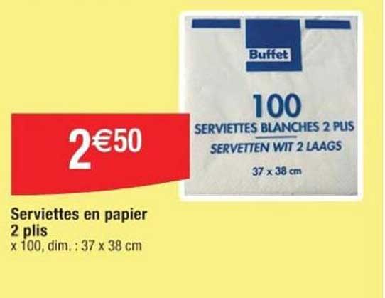 serviettes en papier 2 plis
