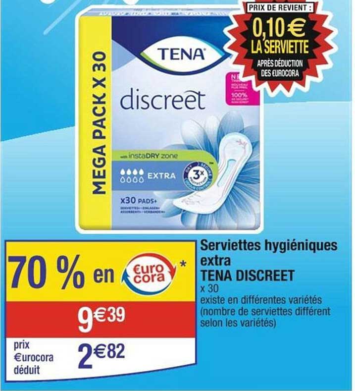 serviettes hygiéniques extra tena discreet