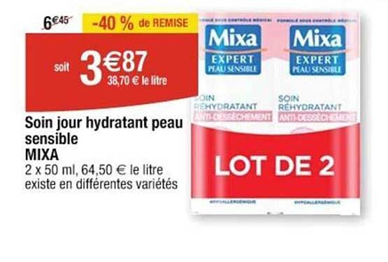 soin jour hydratant peau sensible mixa