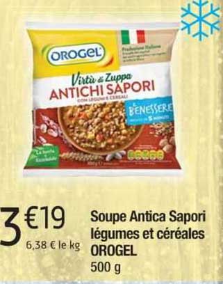 soupe antica sapori légumes et céréales orogel