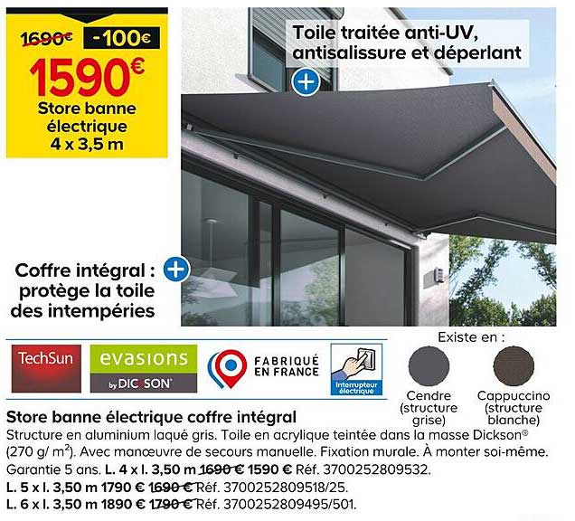 store banne électrique coffre intégral
