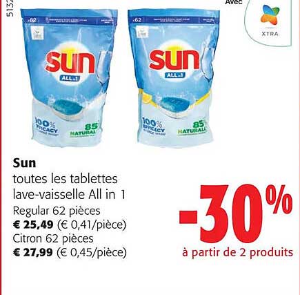 sun toutes les tablettes lave-vaisselle all in 1