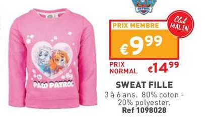 sweat fille paw patrol