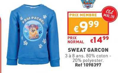 sweat garçon paw patrol