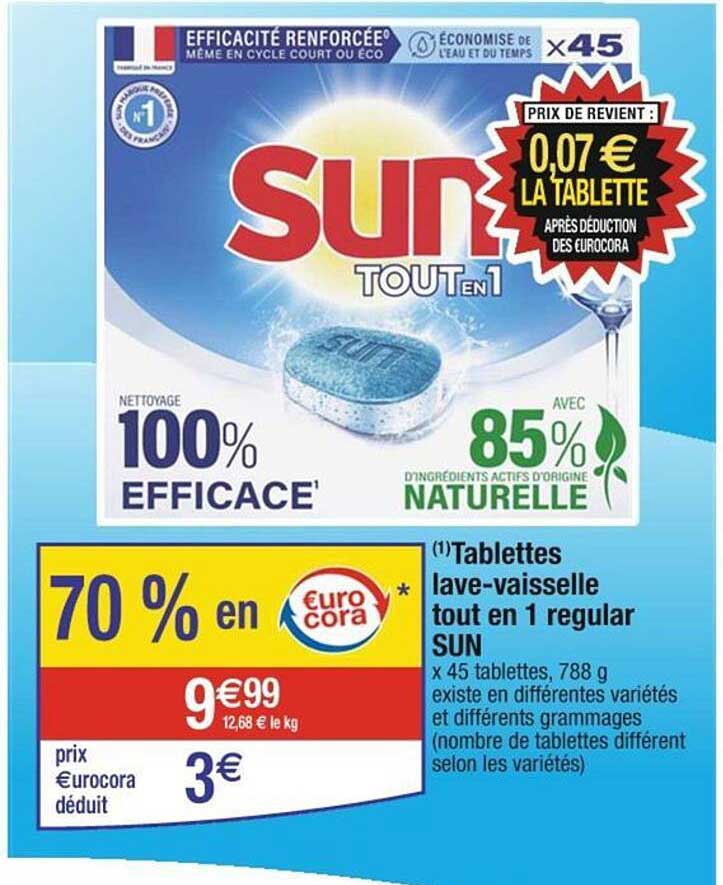 tablettes lave-vaisselle tout en 1 regular sun
