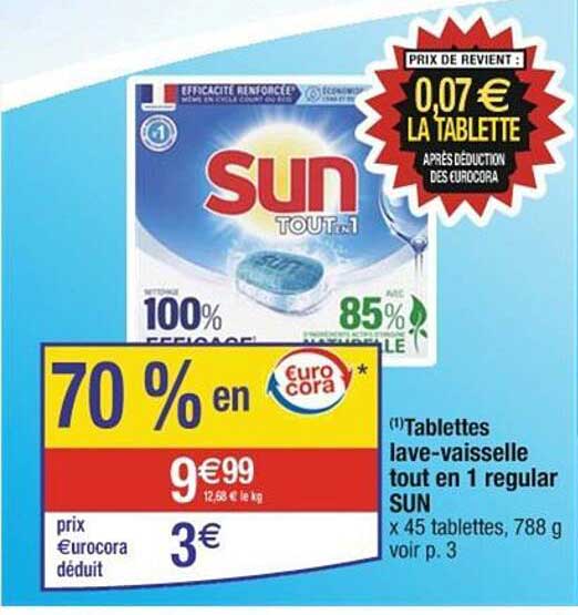 tablettes lave-vaisselle tout en 1 regular sun