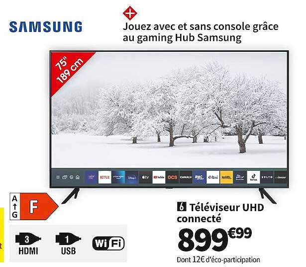 Téléviseur Uhd Connecté Samsung 75" 189 Cm