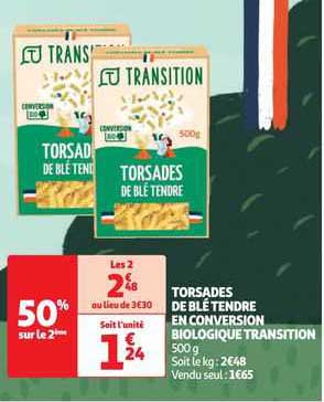 torsades de blé tendre en conversion biologique transition