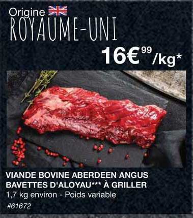 viande bovine aberdeen angus bavettes d'aloyau***à griller
