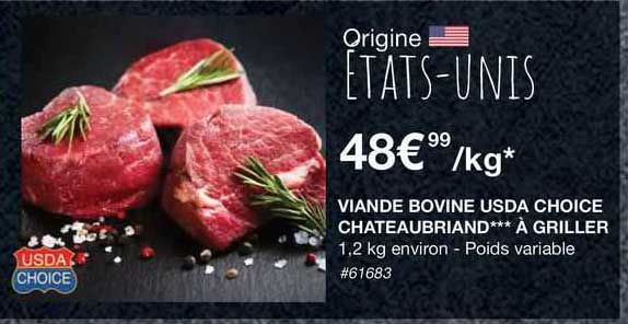 viande bovine usda choice châteaubriand***à griller