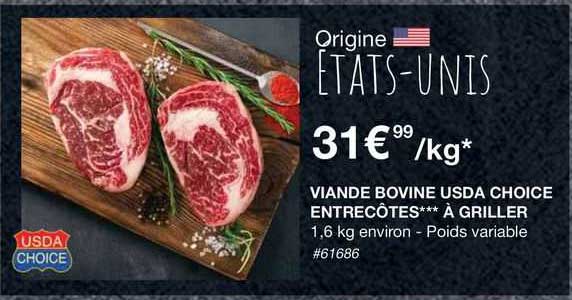 viande bovine usda choice entrecôtes***à griller