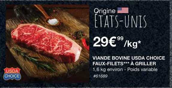 viande bovine usda choice faux-filets***à griller