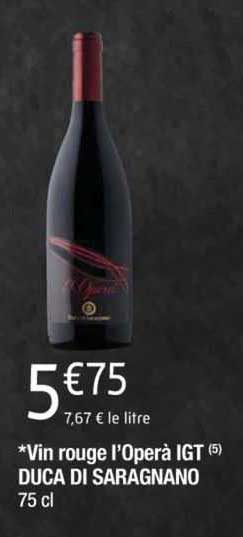 vin rouge l'operà igt duca di saragnano