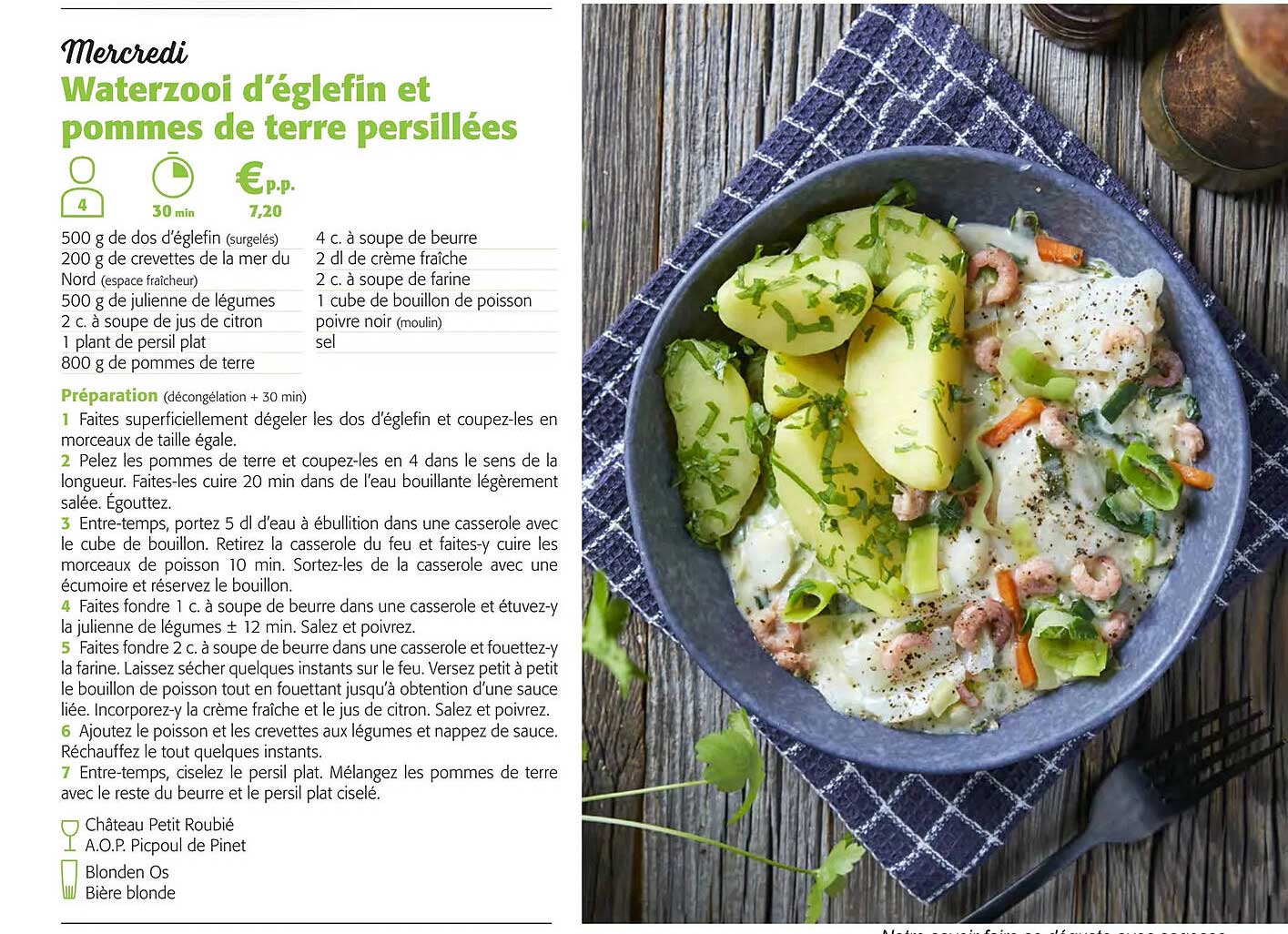 waterzooi d'églefin et pommes de terre persillées