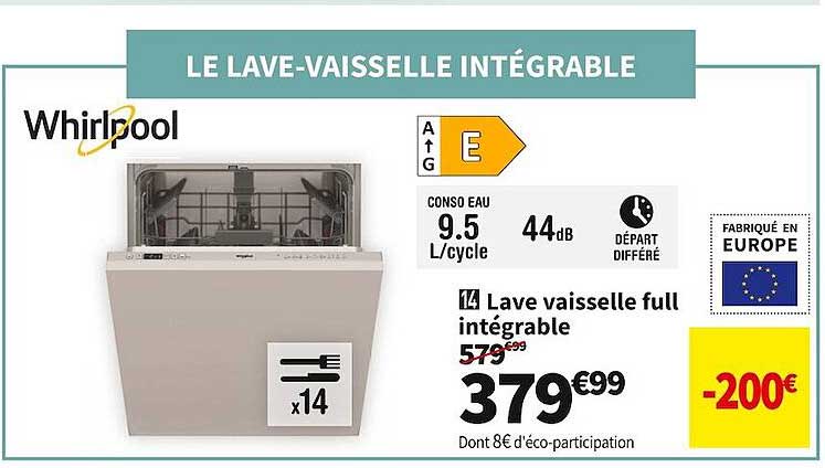 whirlpool lave vaisselle full intégrable