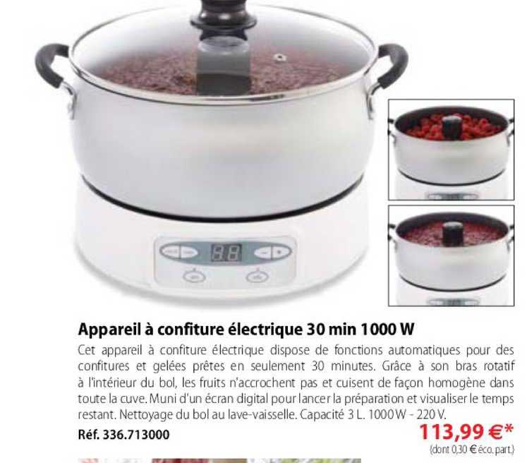 appareil à confiture électrique 30 min 1 000w