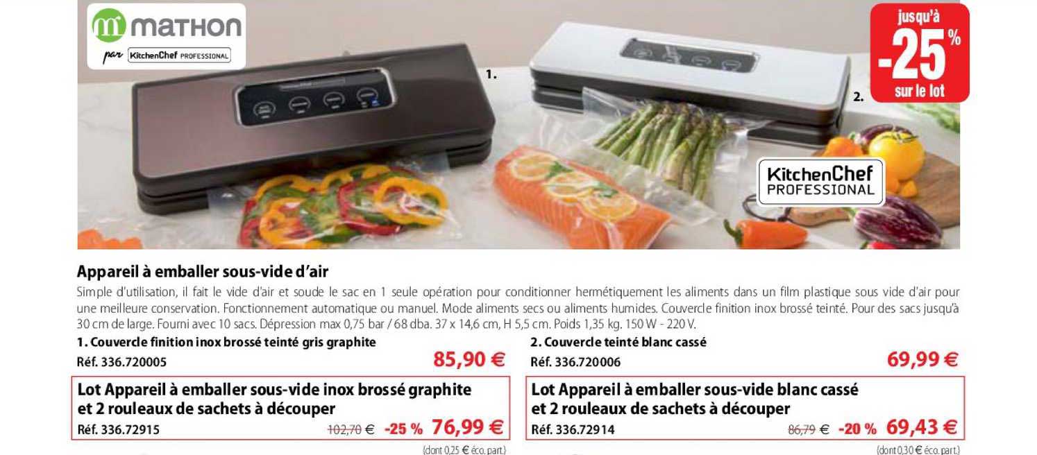 appareil à emballer sous vide d'air lot appareil à emballer sous vide inox brossé graphite et 2 rouleaux de sachets à découper lot appareil à emballer sous vide blanc cassé et 2 rouleaux de sachet