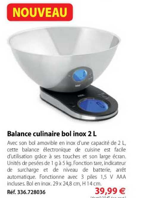 balance culinaire bol inox 2l