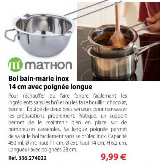 Bol Bain Marie Inox 14cm Avec Poignée Longue