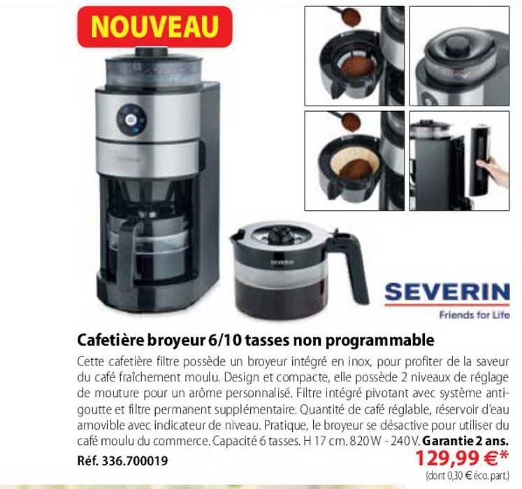 cafetière broyeur 6 10 tasses non programmable severin