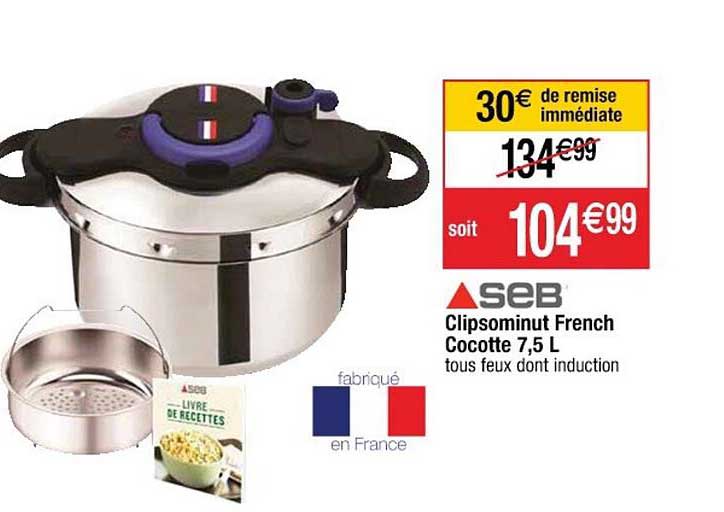clipsominut french cocotte 7,5 l seb