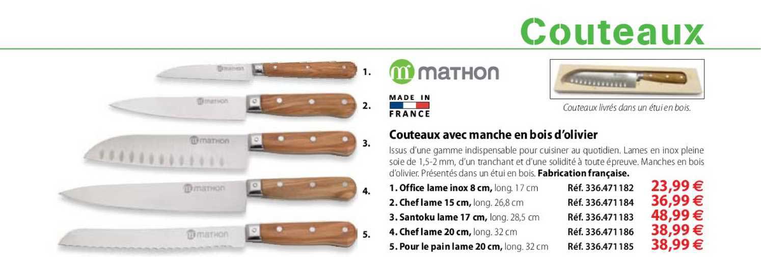 couteaux avec manche en bois d'olivier