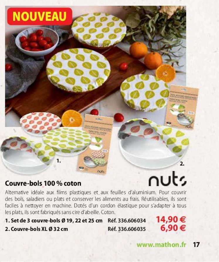 couvre bols 100% coton nuts
