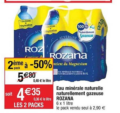 eau minérale naturelle naturellement gazeuse rozana