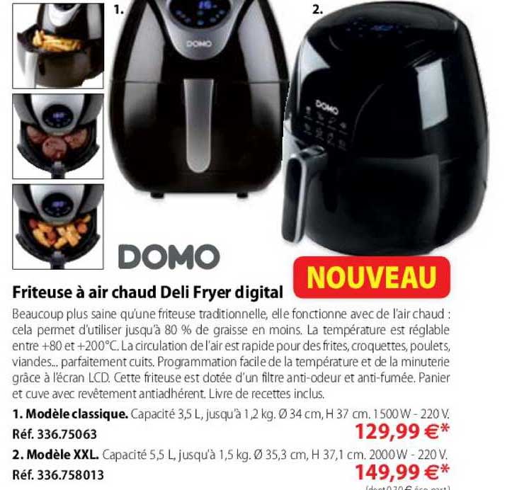friteuse à air chaud deli fryer digital domo