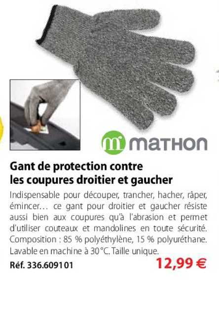 gant de protection contre les coupures droitier et gaucher