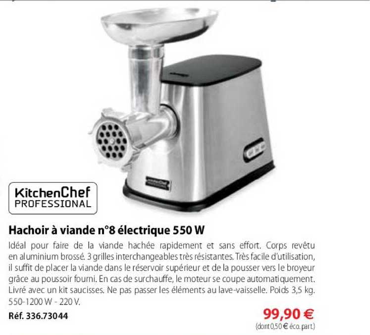 hachoir à viande n°8 électrique 550 w kitchenchef professional