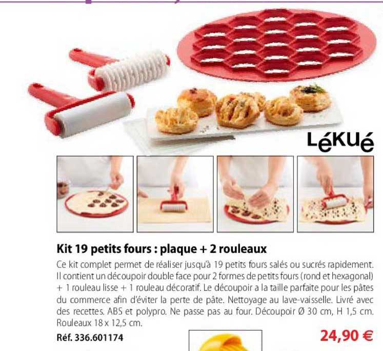 Kit 19 Petits Fours : Plaque + 2 Rouleaux Lékué