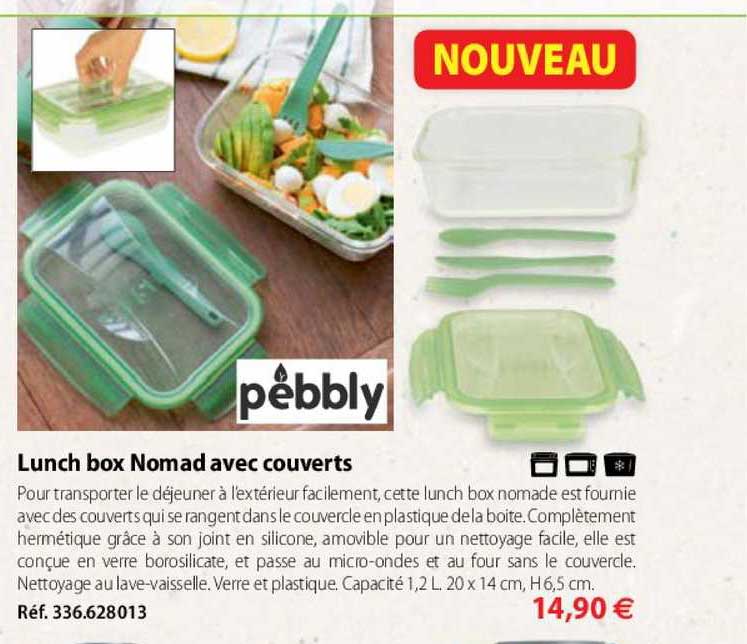 lunch box nomad avec couverts pebbly
