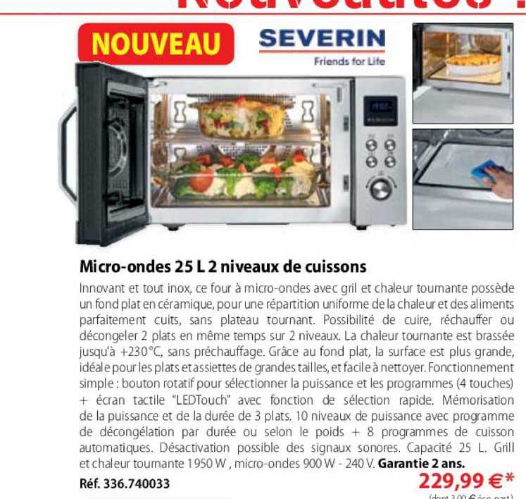 micro ondes 25l 2 niveaux de cuissons severin