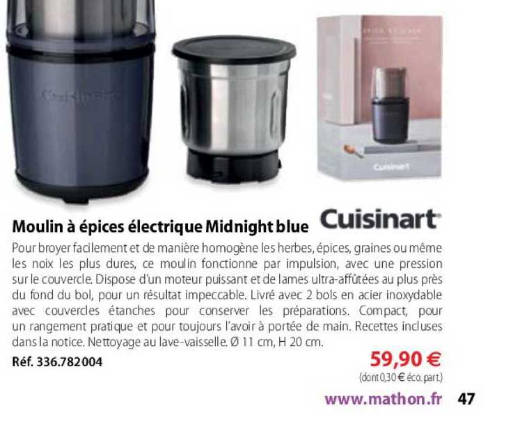 moulin à épices électrique midnight blue cuisinart