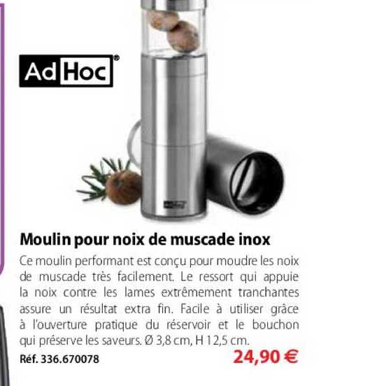moulin pour noix de muscade inox adhoc