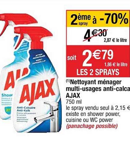 nettoyant ménager multi-usages anti-calcaire ajax
