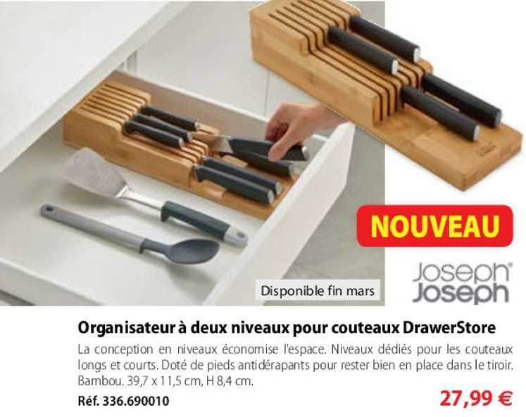 organisateur à deux niveaux pour couteaux drawerstore joseph joseph