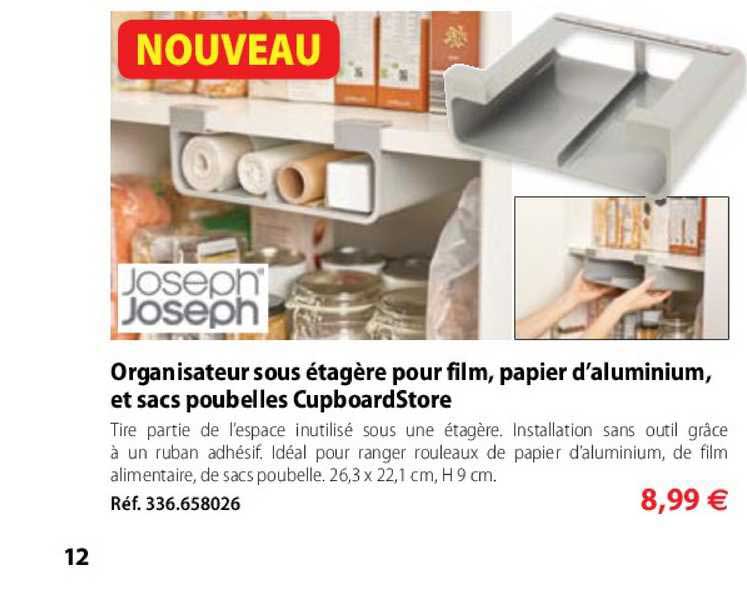 Organisateur Sous étagère Pour Film Papier D'aluminium Et Sacs Poubelles Cupboardstore Joseph Joseph
