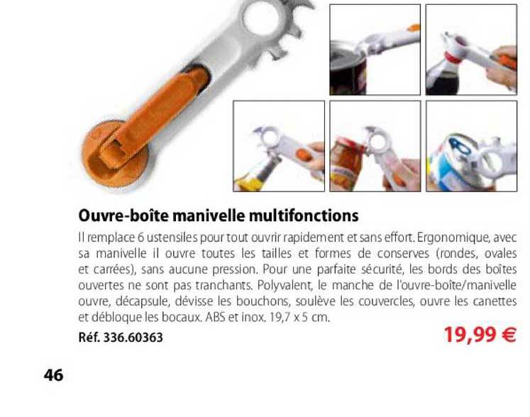 ouvre boîte manivelle multifonctions