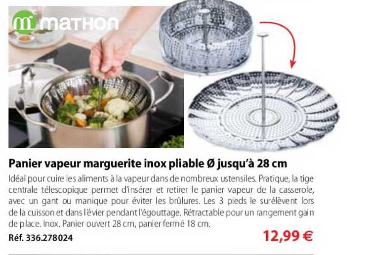 panier vapeur marguerite inox pliable jusqu'à 28 cm