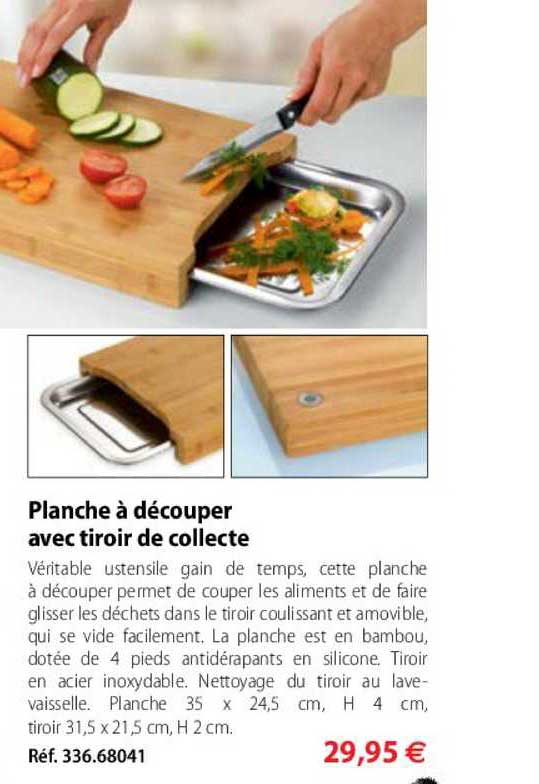planche à découper avec tiroir de collecte